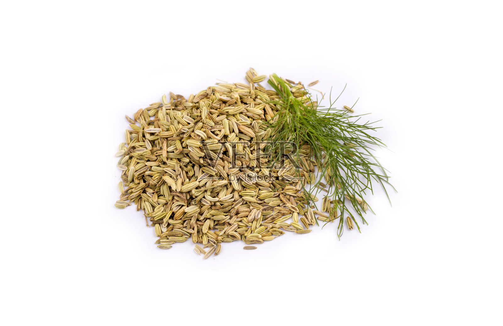 干药草，分离的茴香籽，俯视图照片摄影图片