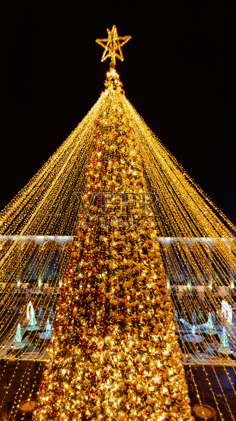 圣诞树上的彩灯照片摄影图片