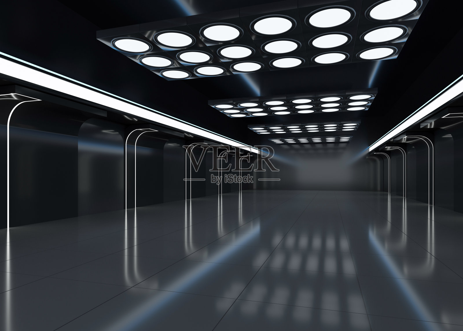 三维插图抽象走廊与背景照片摄影图片