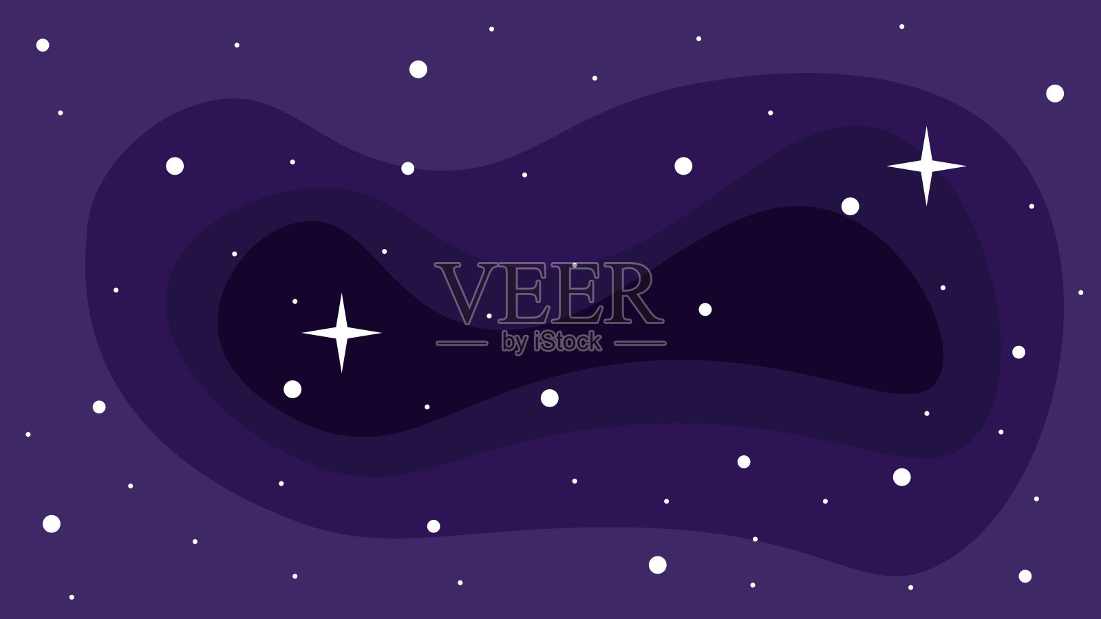 深空与闪亮的星星平面风格插画图片素材