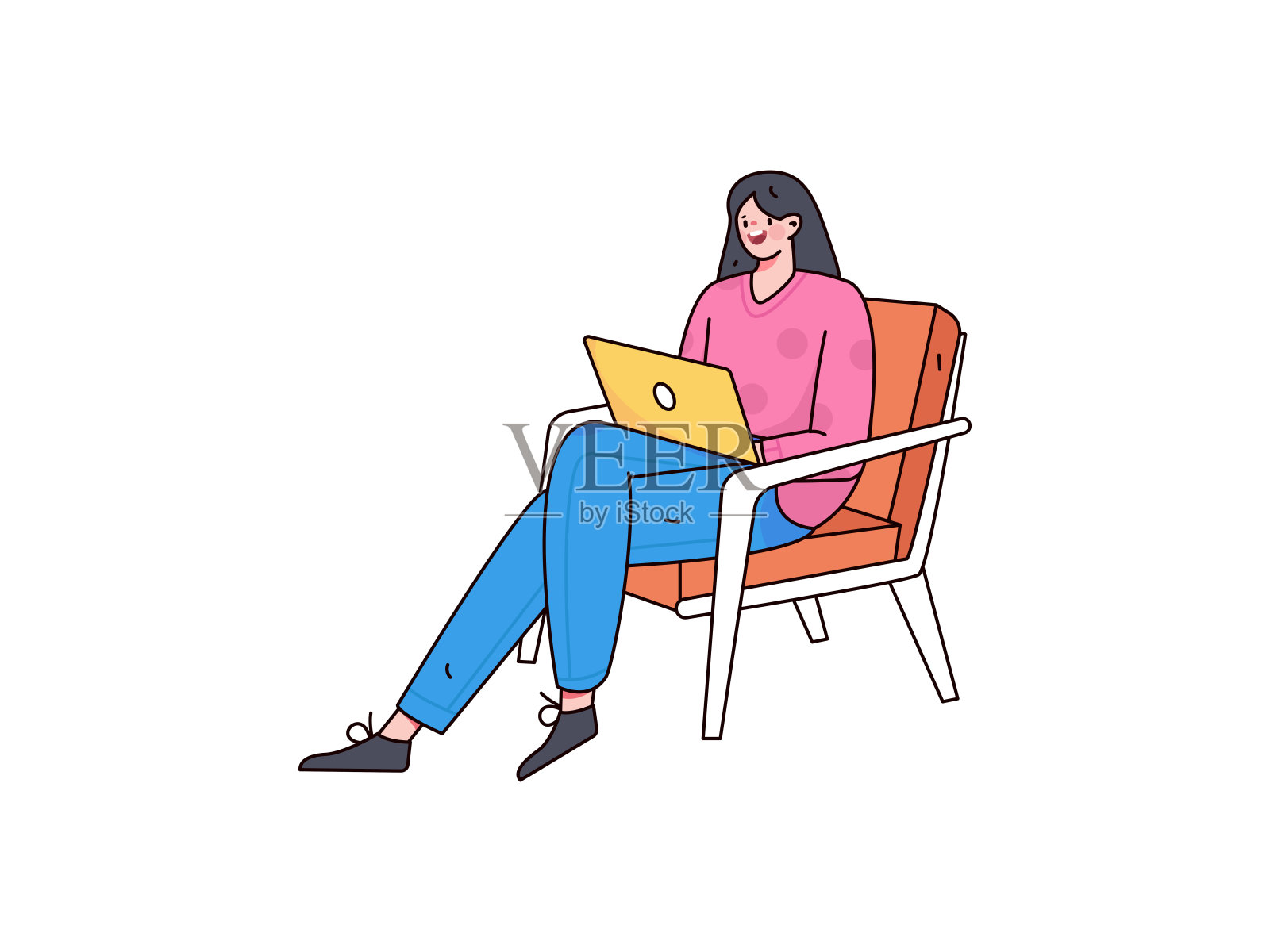 商业女性元素形状平坦矢量插图插画图片素材