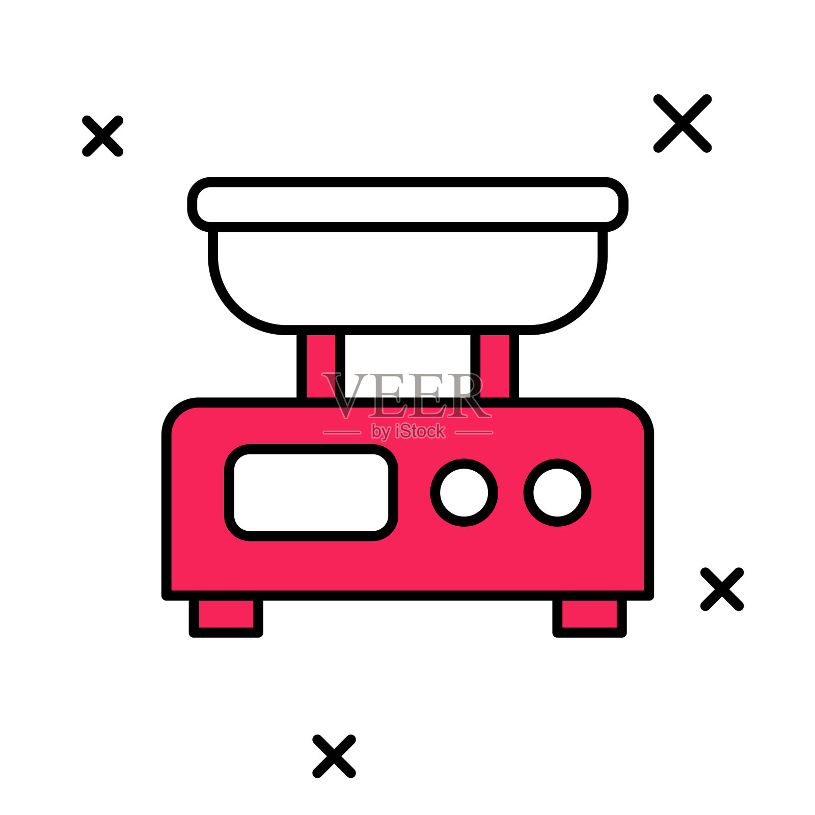 填充轮廓电子天平图标孤立的白色背景。称重设备。向量插画图片素材