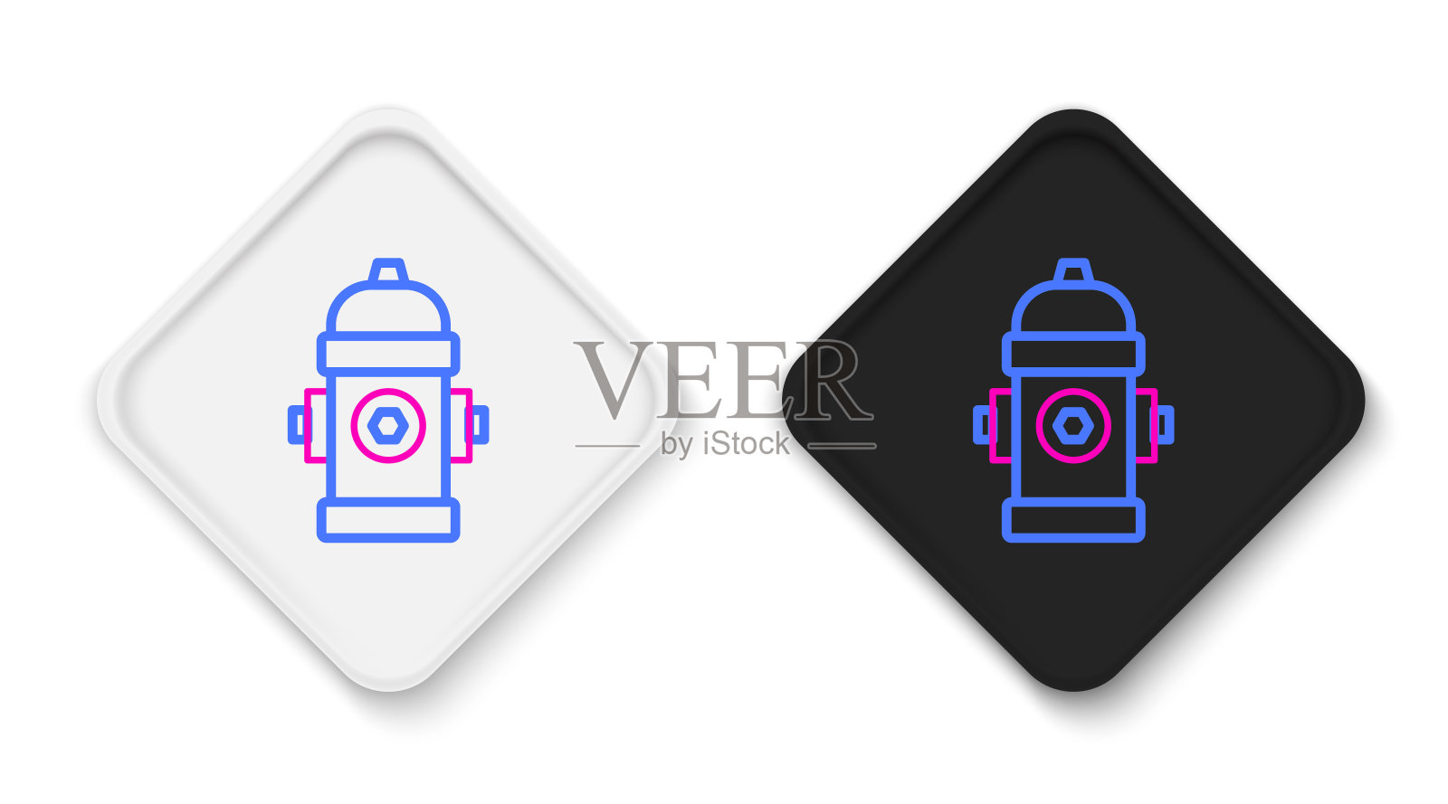 线消防栓图标孤立的白色背景。色彩缤纷的轮廓概念。向量插画图片素材