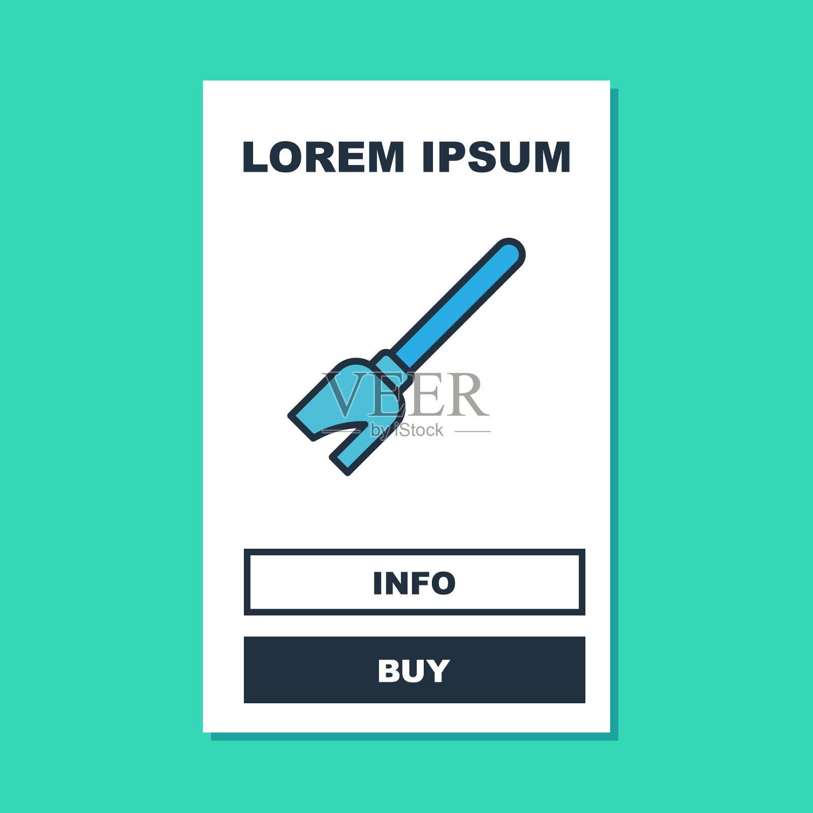 填充轮廓女巫扫帚图标孤立的绿松石背景。万圣节派对快乐。向量插画图片素材