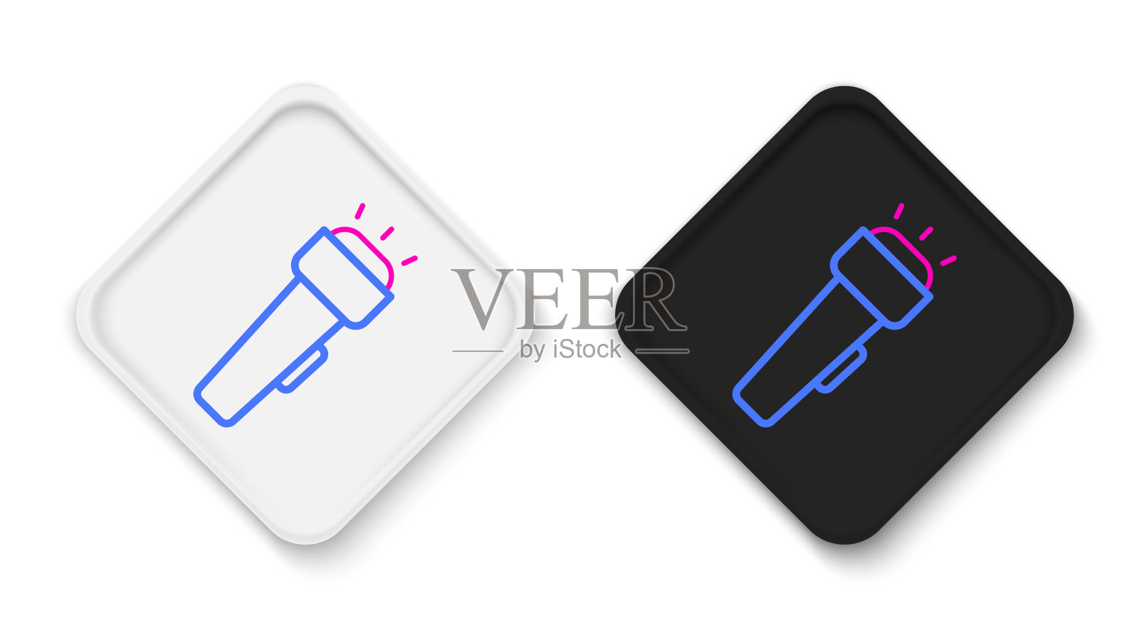 线手电筒图标孤立的白色背景。色彩缤纷的轮廓概念。向量插画图片素材