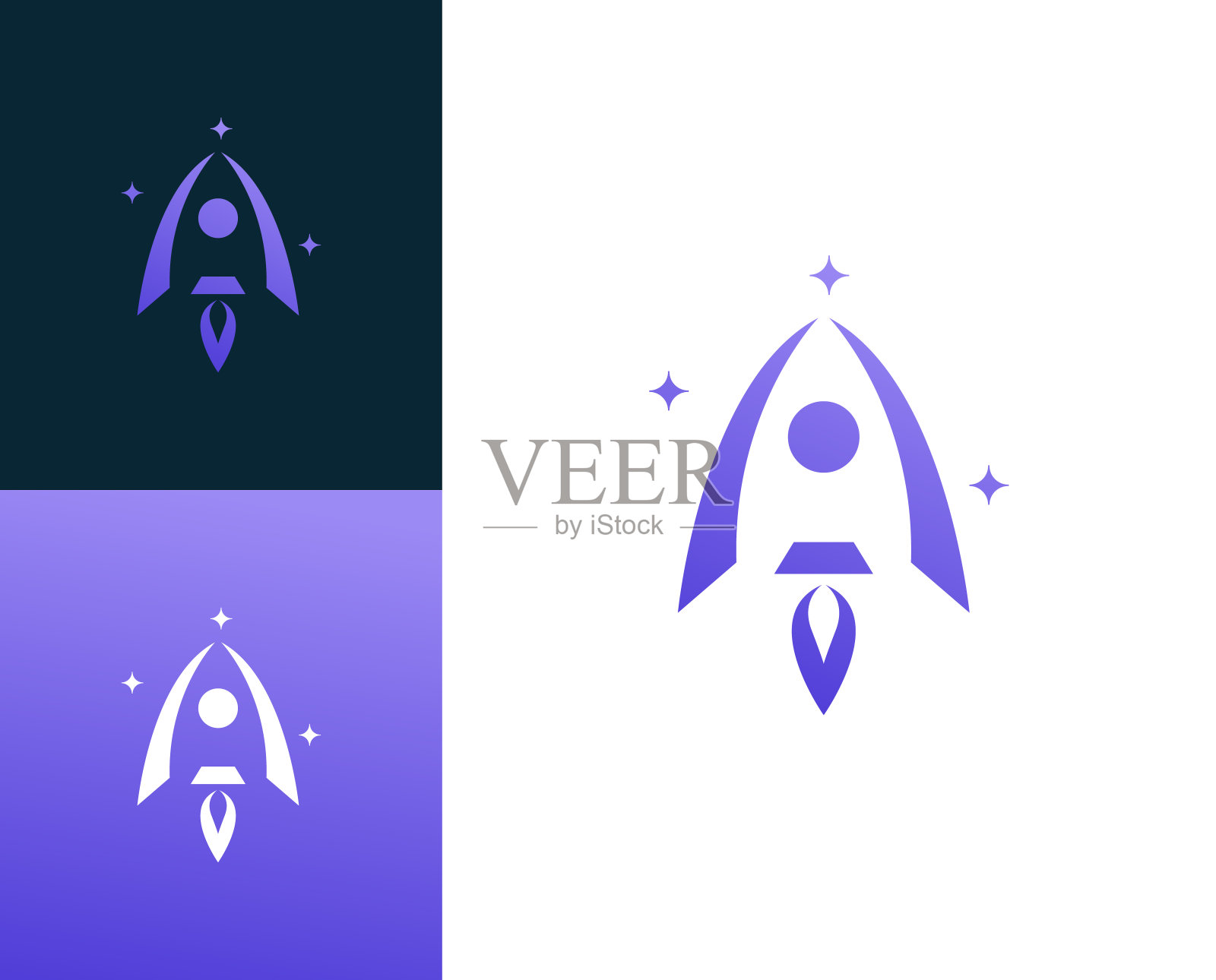 适合科技公司的现代火箭标志设计插画图片素材