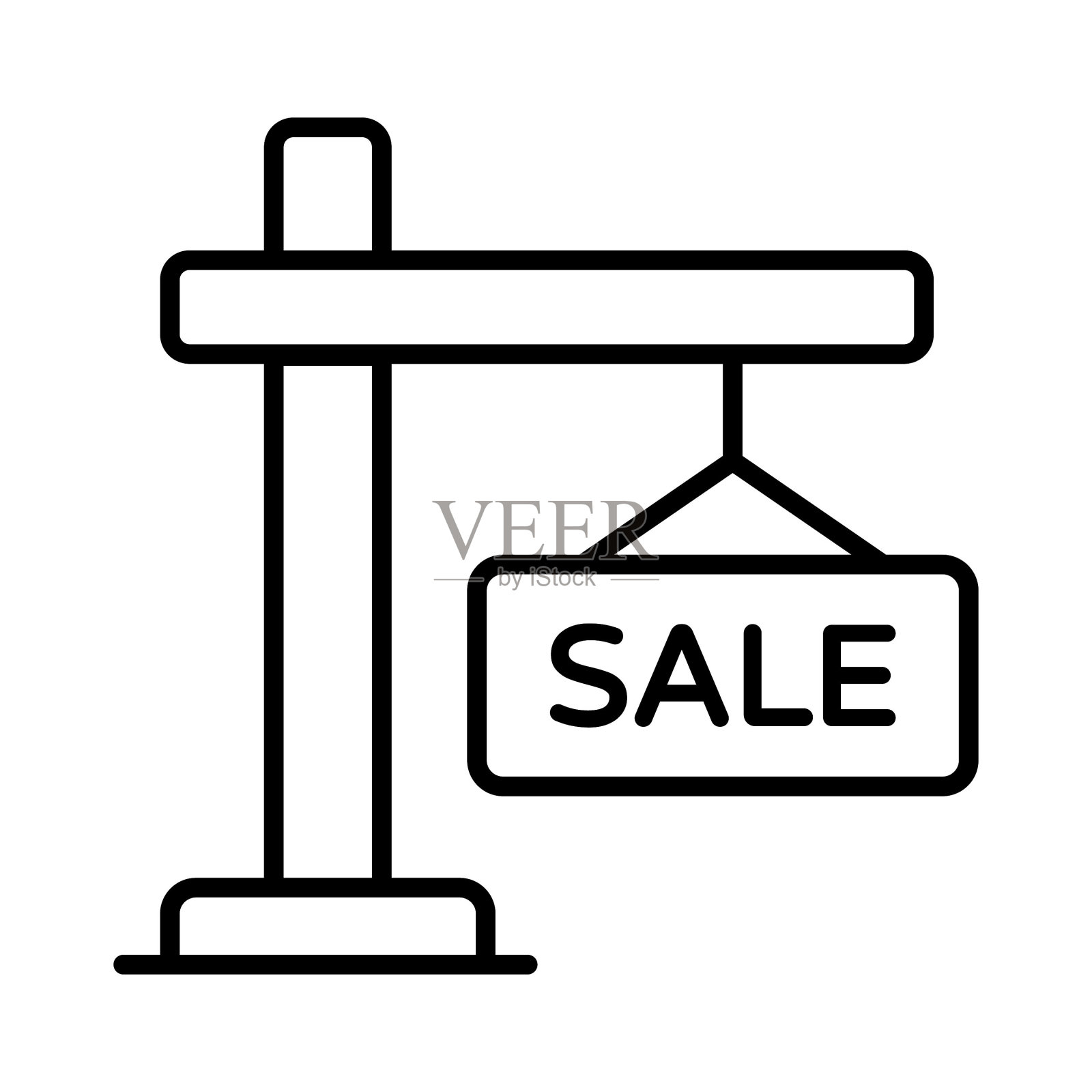 检查这个令人钦佩的图标销售招牌挂在杆子上，矢量插图。插画图片素材