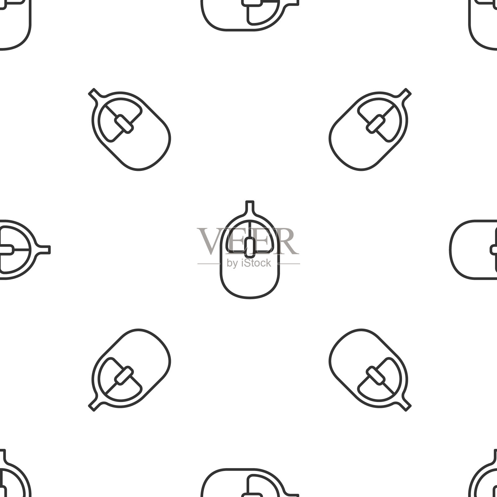 电脑鼠标图标隔离无缝图案在白色背景。光学车轮符号。向量插画图片素材