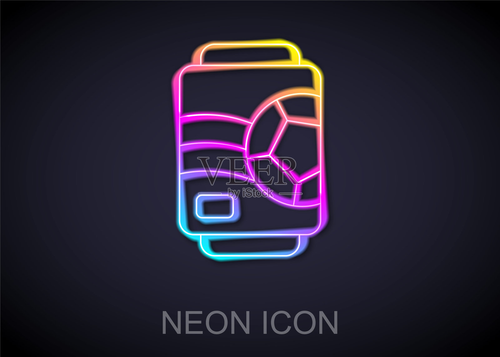 发光的霓虹灯线啤酒可以图标孤立的黑色背景。向量插画图片素材