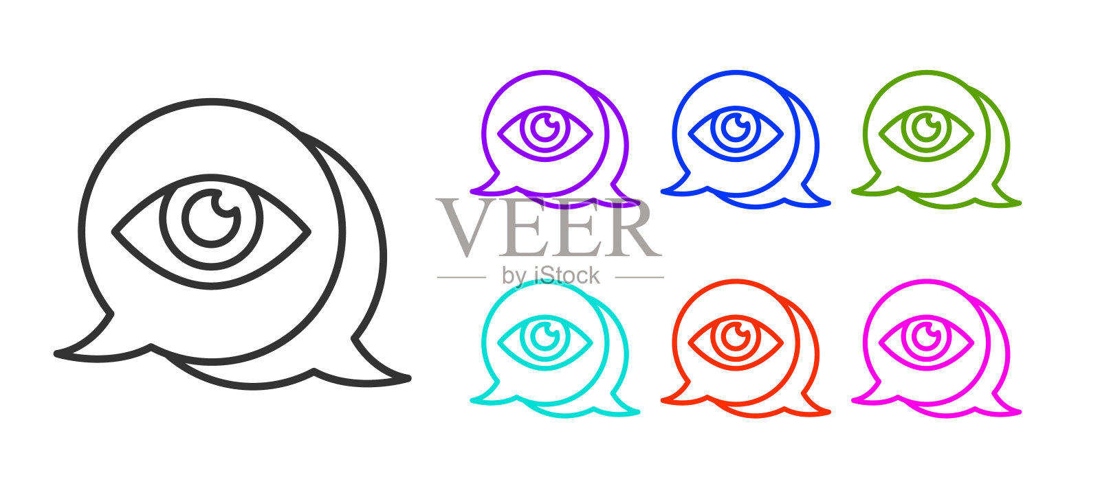 黑线眼睛扫描图标隔离在白色背景。扫描的眼睛。安全检查符号。网眼标志。设置图标彩色。向量插画图片素材