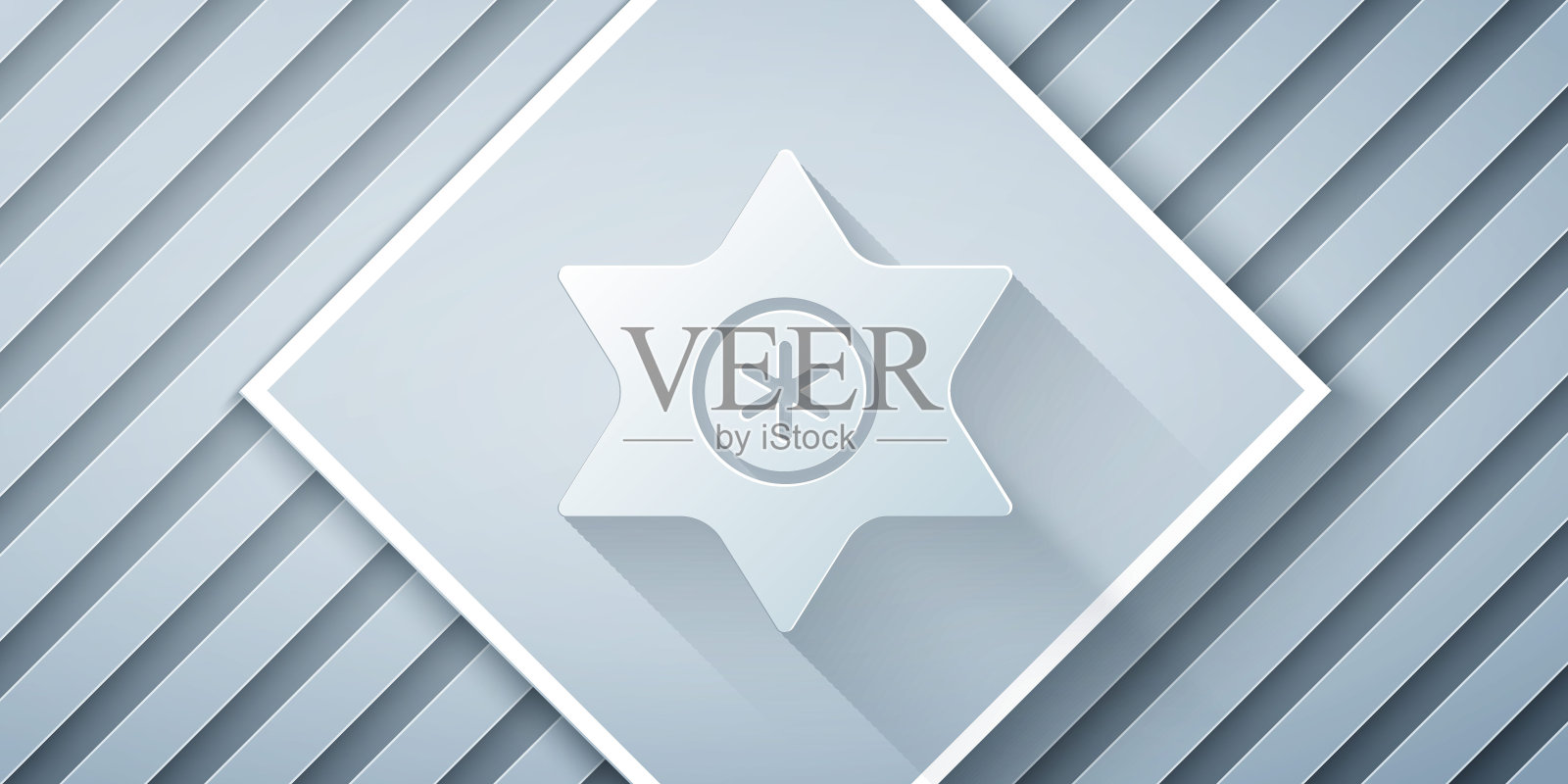 剪纸陨星图标孤立的灰色背景。流星体，陨石，彗星，小行星，星星图标。纸艺风格。向量插画图片素材