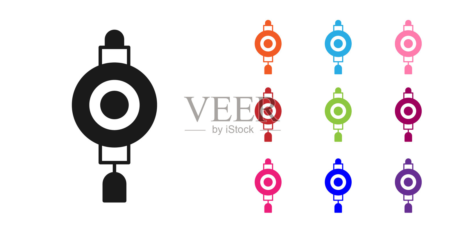 白色背景上的黑色中式纸灯笼图标。设置彩色图标。矢量插画图片素材