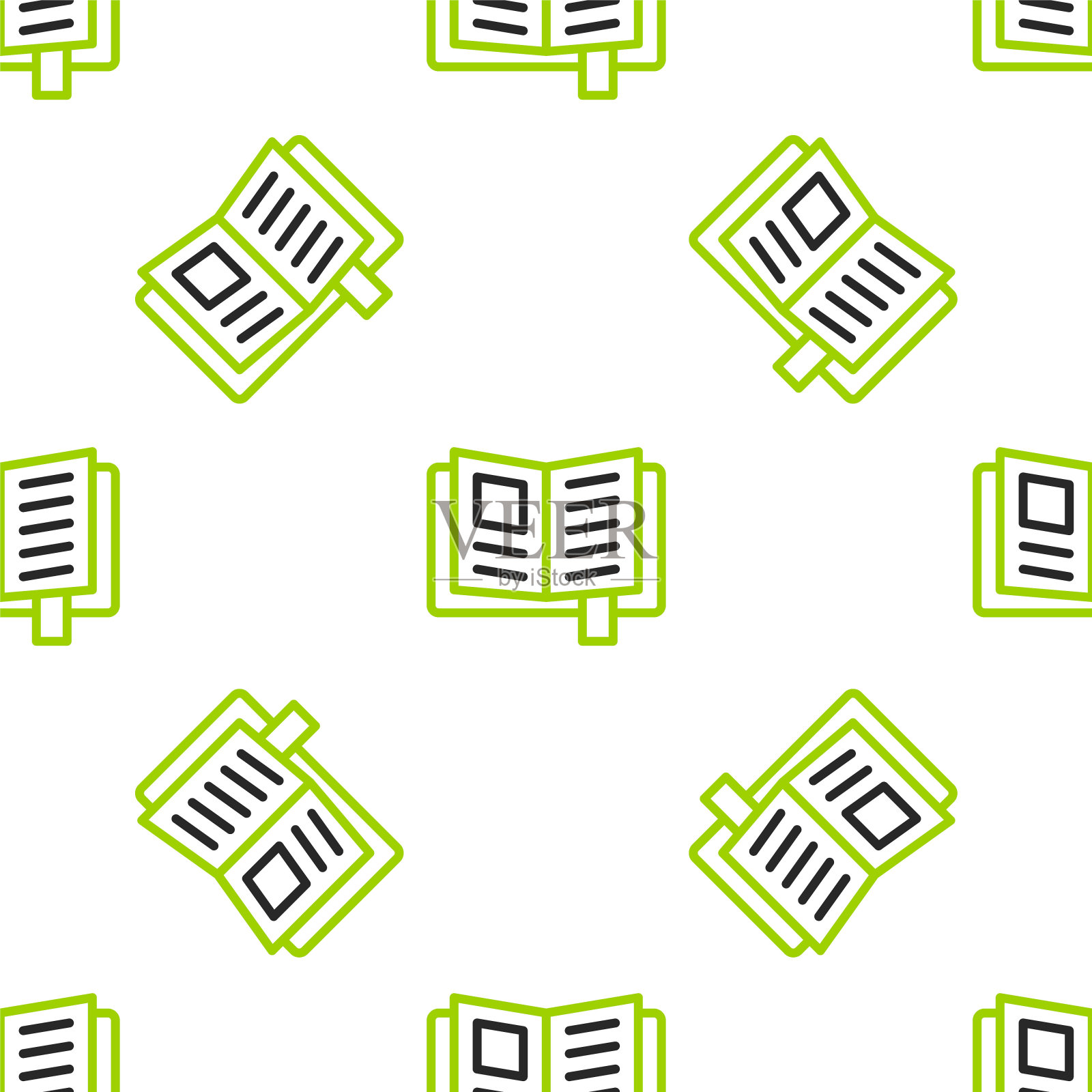 线阅读书图标隔离无缝图案白色背景。向量插画图片素材