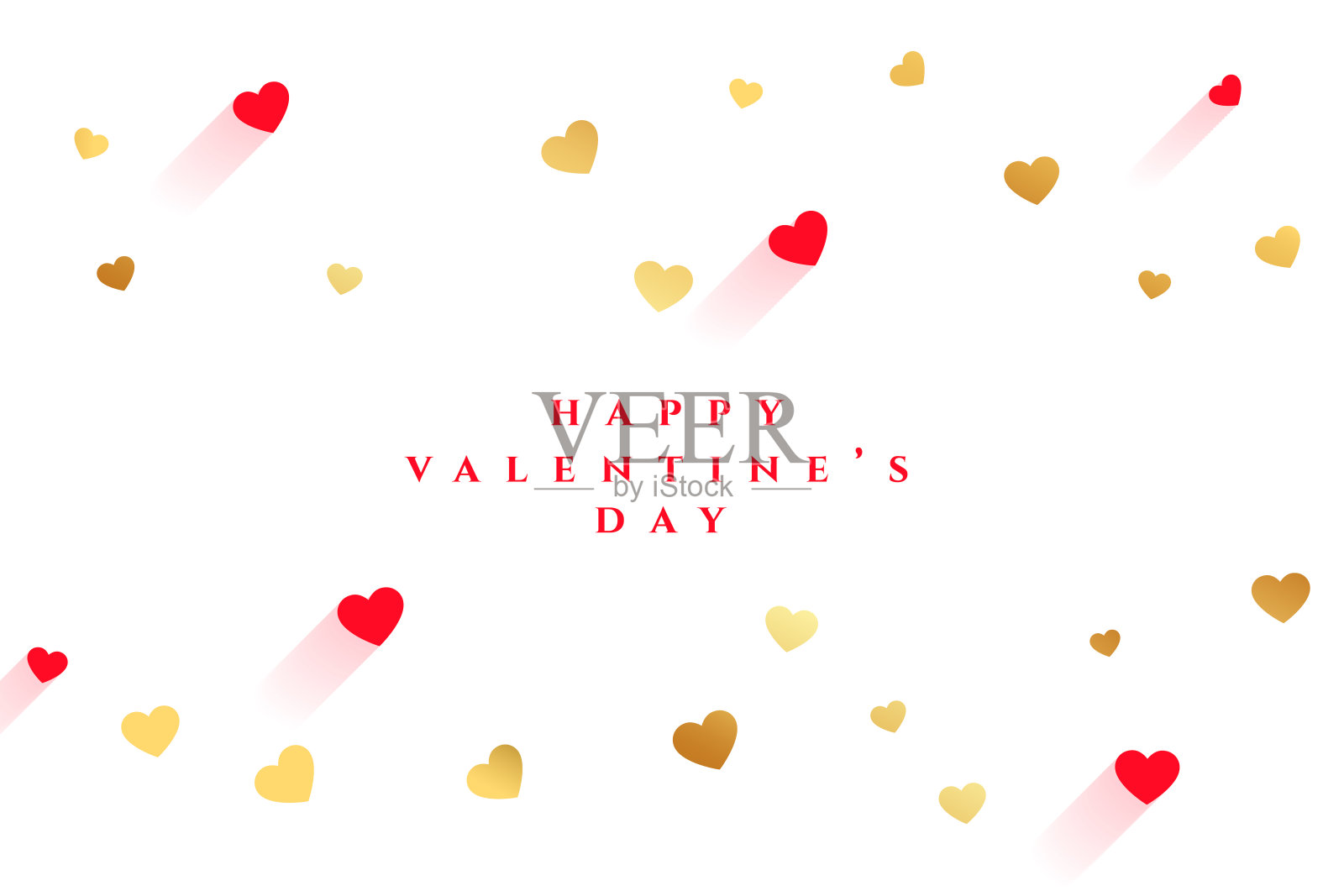 情人节快乐的背景与红色和金色的爱心装饰插画图片素材