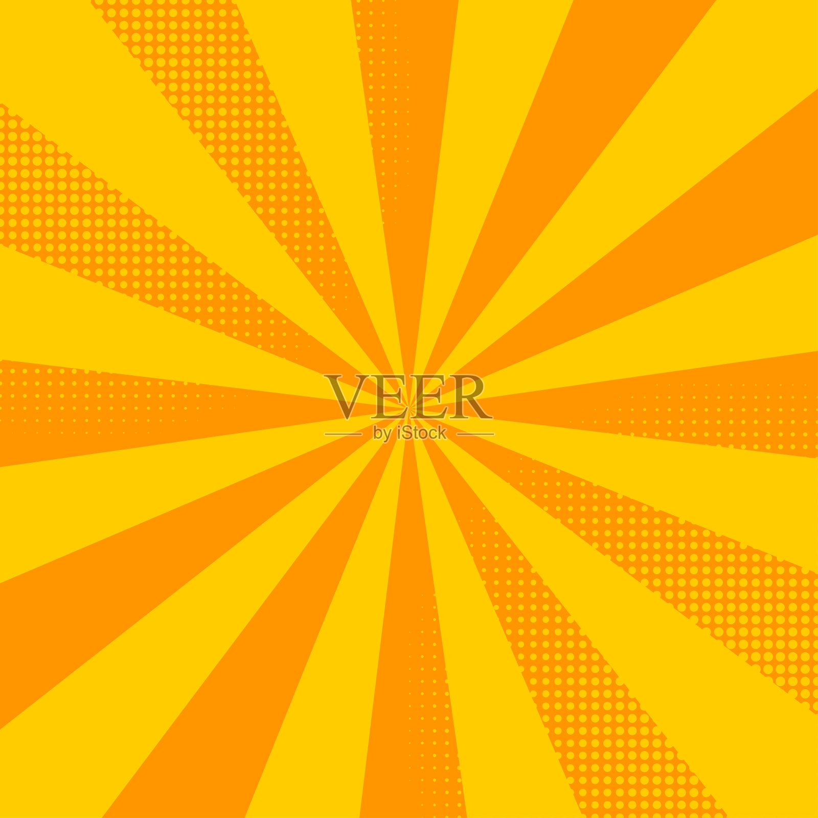 波普艺术黄色漫画杂志封面。卡通有趣的复古条纹模板模型。漫画文本的复古背景。波普艺术的质感。星爆卡通风格。矢量图插画图片素材