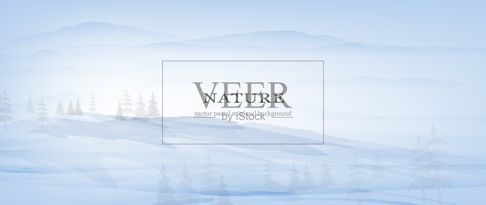 冬天。蓝白色的最小背景。插画图片素材