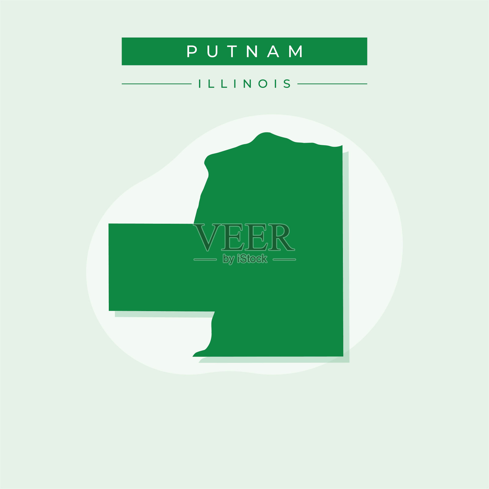 向量插图向量普特南地图伊利诺伊州插画图片素材