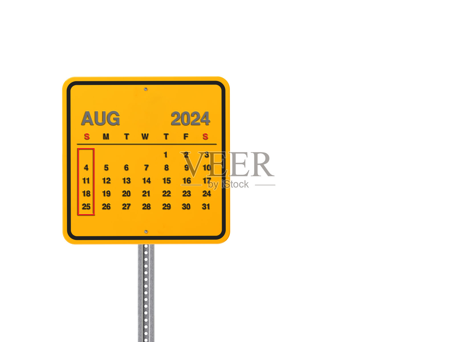 2024年日历路标，八月照片摄影图片