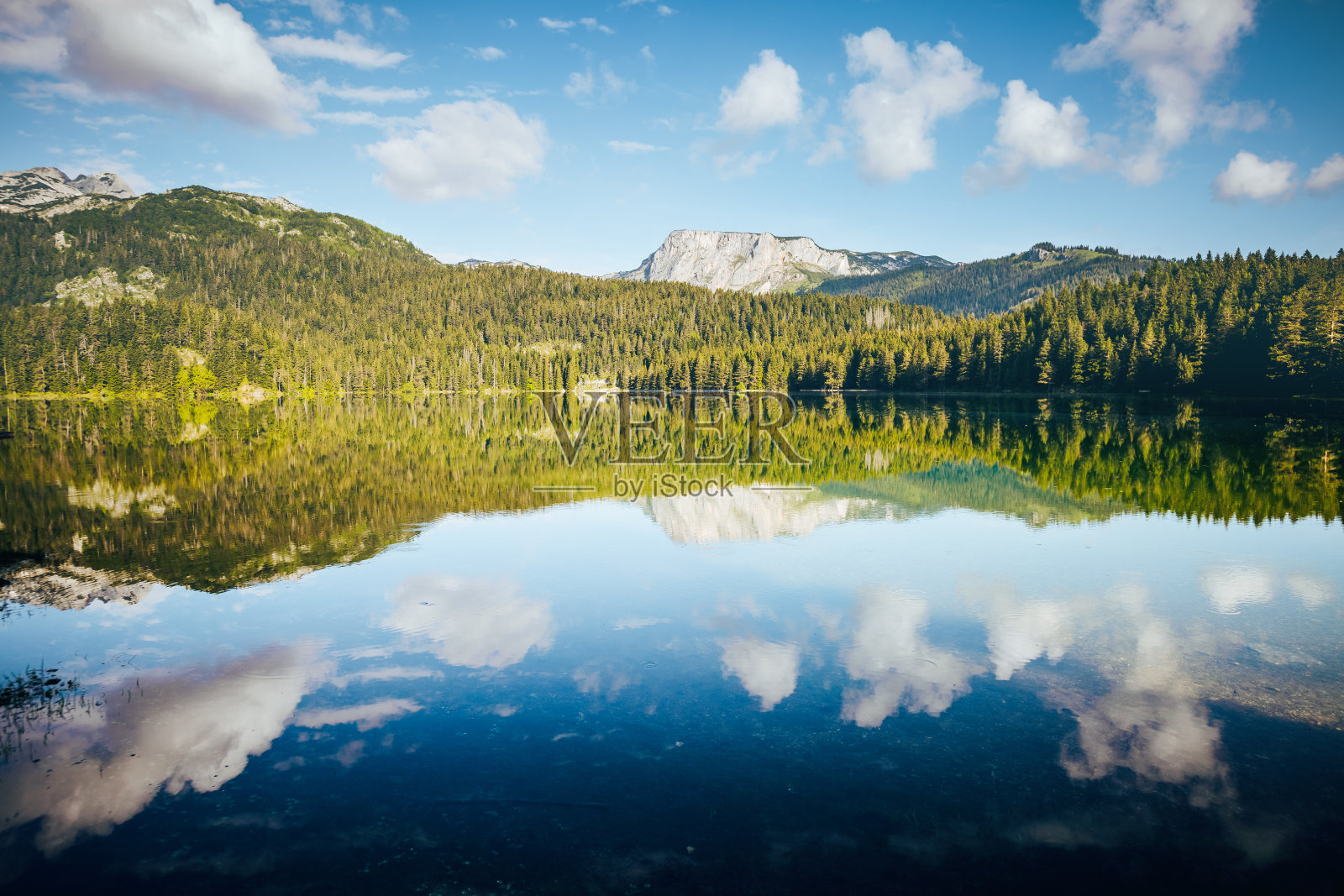 黑湖风景如画。地点:国家公园，黑山，欧洲。照片摄影图片