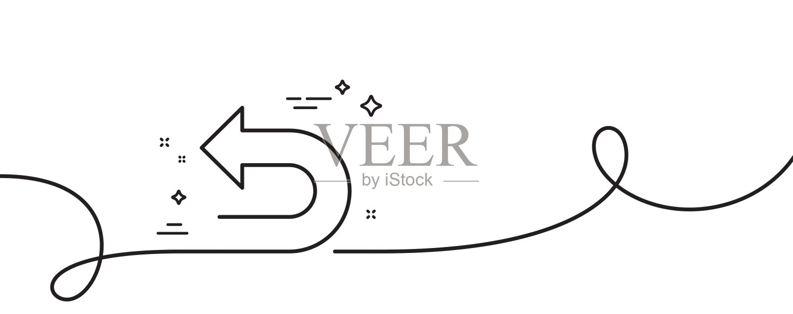 撤销箭头线图标。左拐。带旋度的连续线。向量插画图片素材