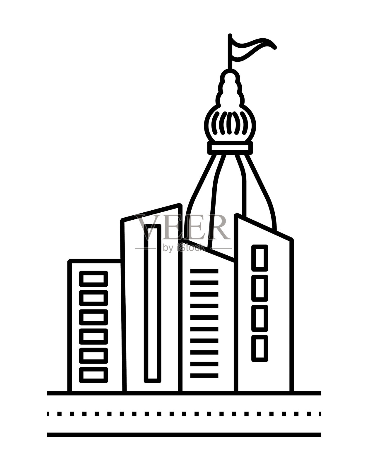 城市图标，矢量最佳线图标。插画图片素材