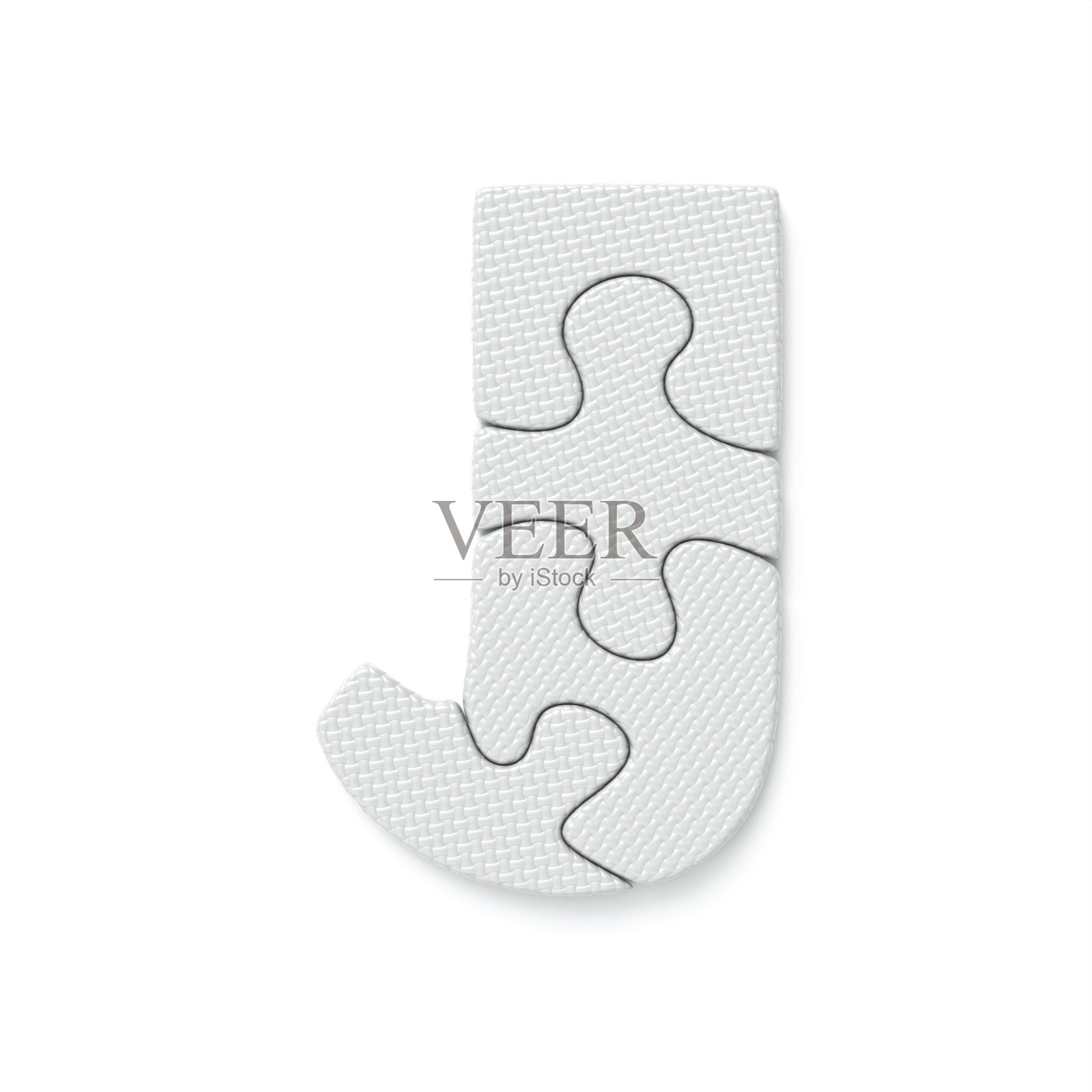 白色拼图字体字母J 3D照片摄影图片