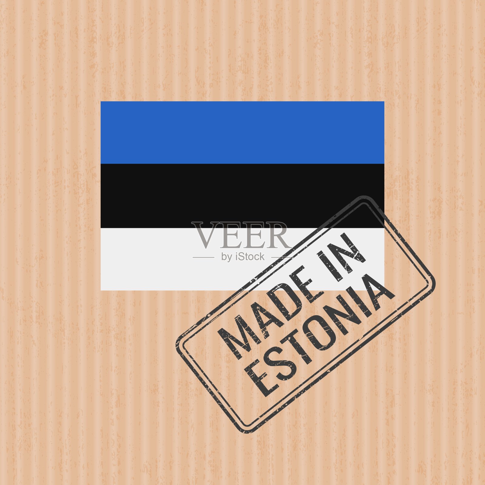 爱沙尼亚制造徽章矢量。爱沙尼亚国旗贴纸。油墨印章隔离在纸张背景上。插画图片素材