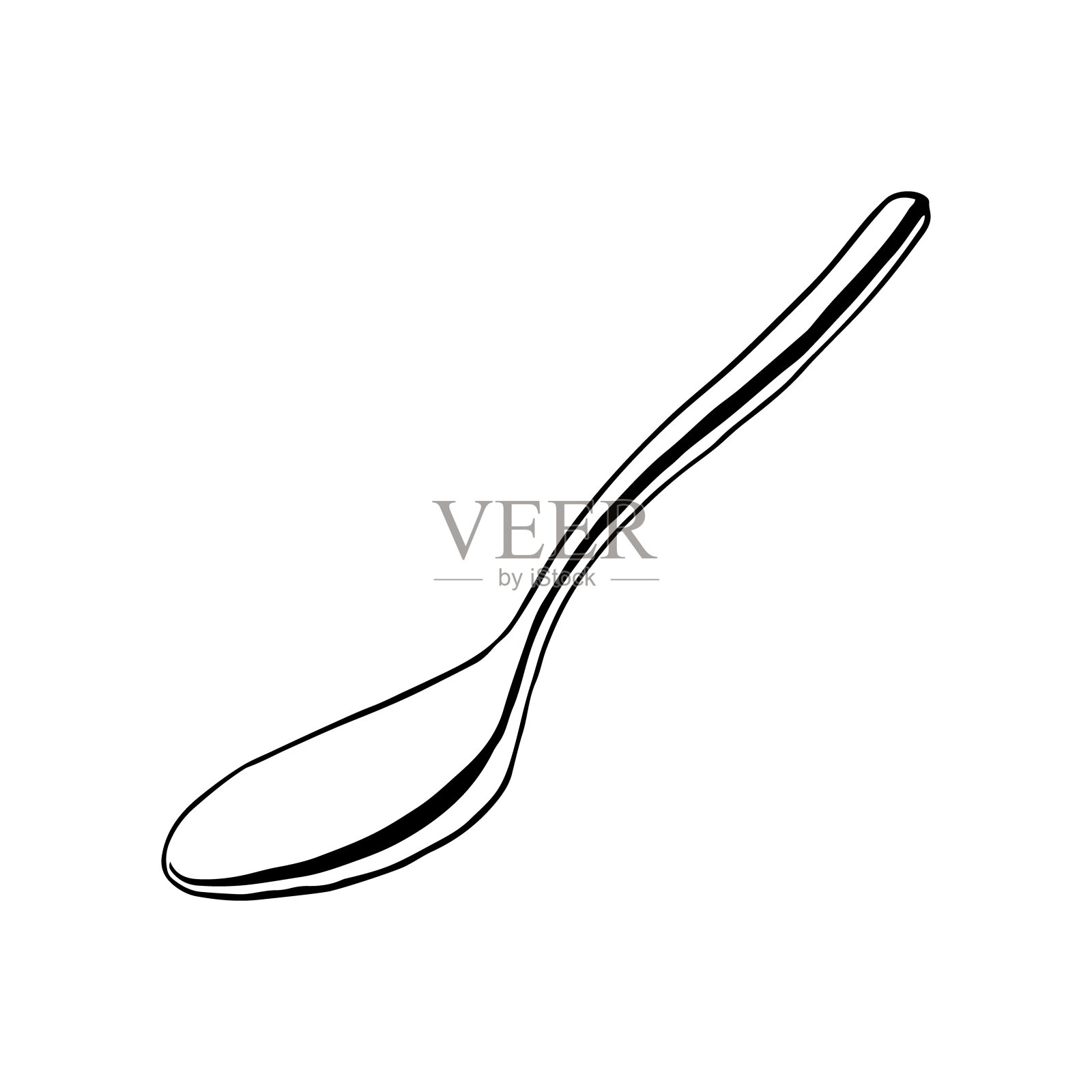 矢量勺黑白图形说明。手绘素描在简单的风格插画图片素材