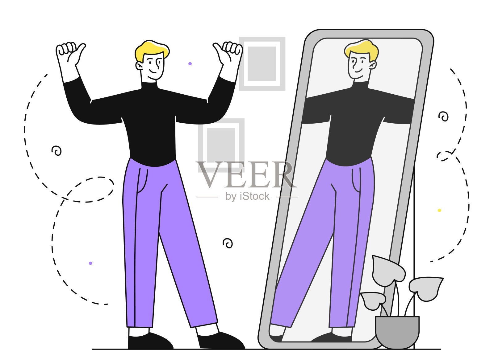 人看起来是线性的镜像向量插画图片素材