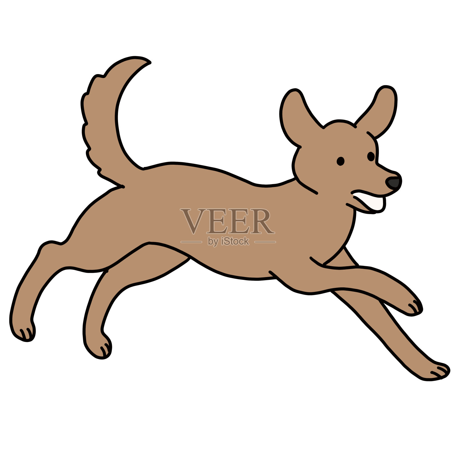 一只奔跑的狗的插图插画图片素材