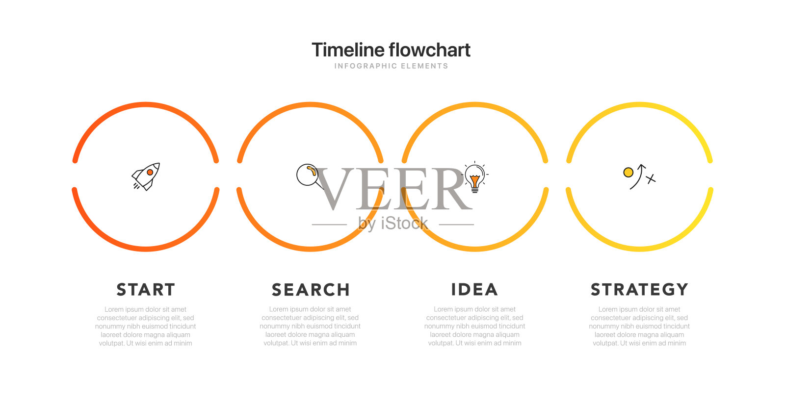 时间线信息图表设计与6个选项或步骤。商业概念的信息图表。可用于演示工作流程布局，横幅，过程，图表，流程图，信息图，年度报告。插画图片素材
