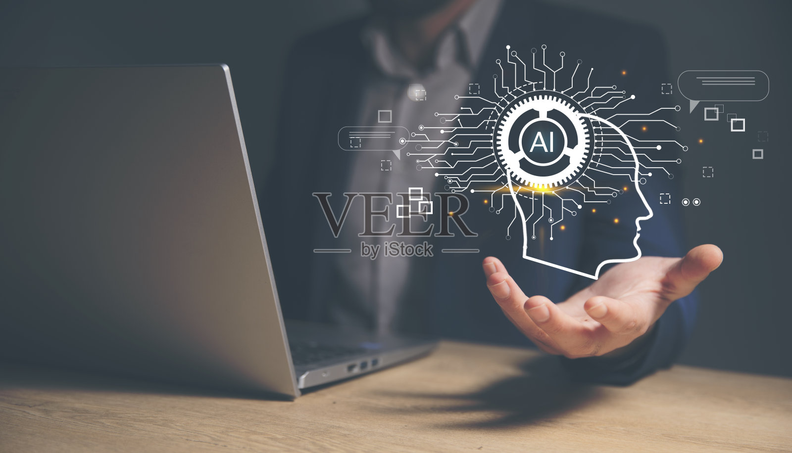 AI或人工智能技术，商业使用AI智能技术照片摄影图片