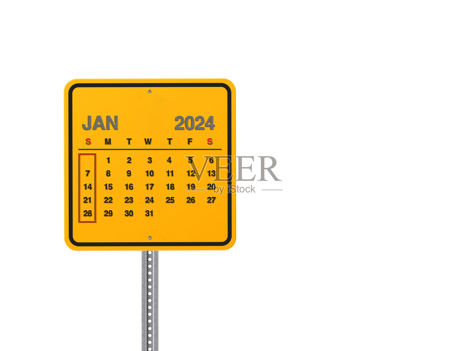 2024年日历路标，一月照片摄影图片