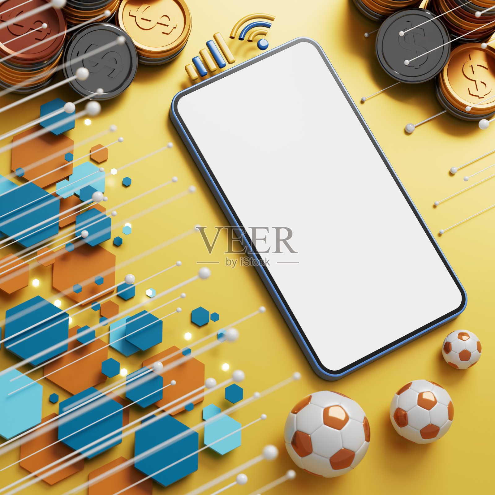 3d足球物体设计。现实的呈现。抽象的未来背景。照片摄影图片