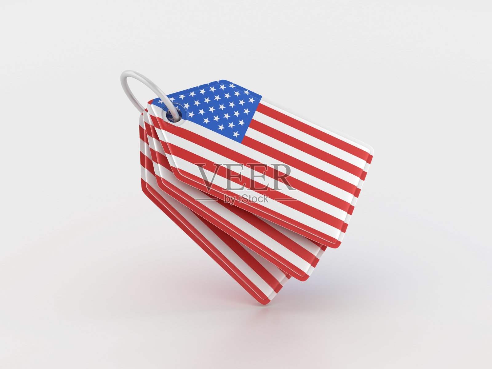 印有美国国旗的购物标签照片摄影图片