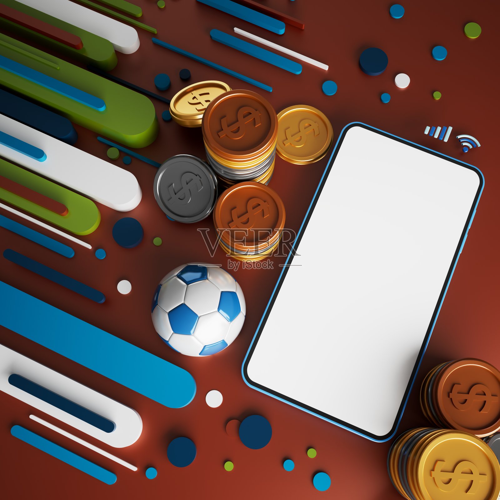 3d足球物体设计。现实的呈现。抽象的未来背景。照片摄影图片