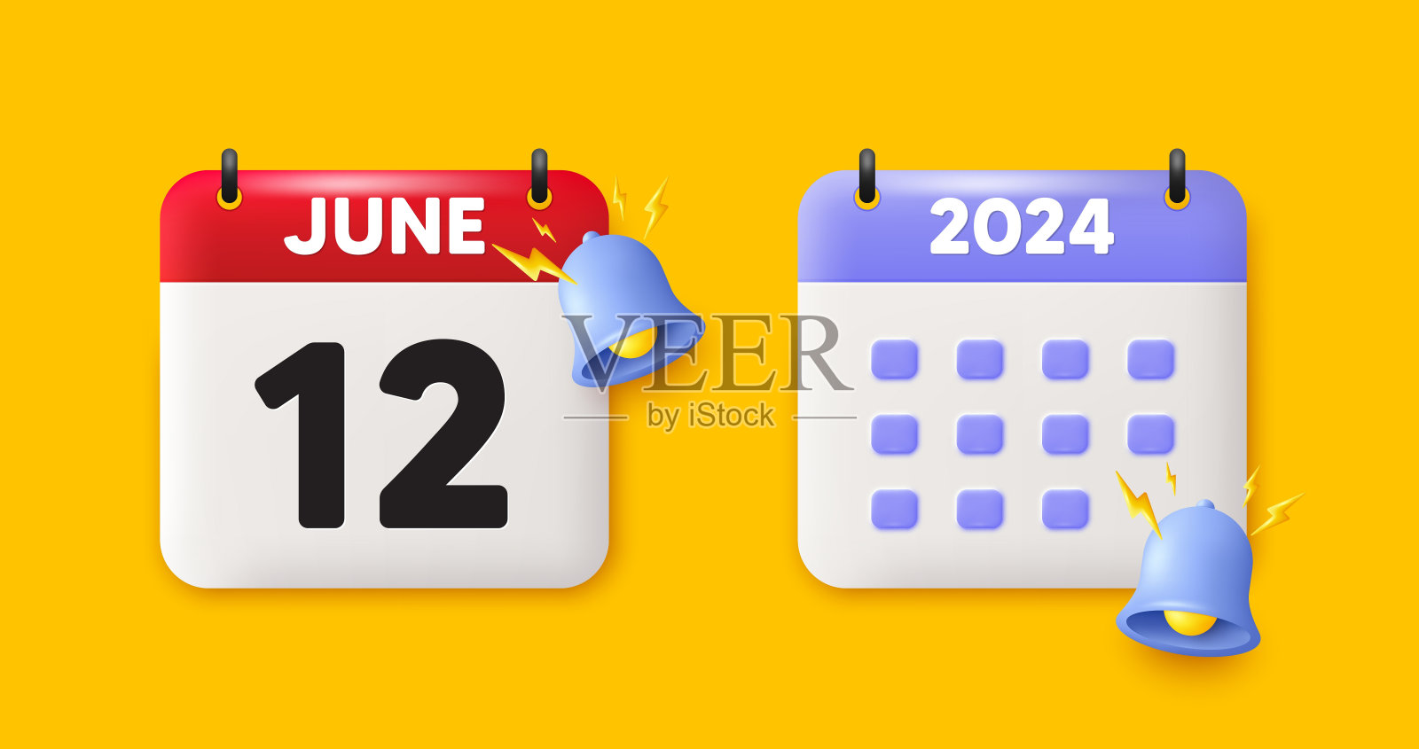 这个月的第12天图标。活动日程日期。日历日期3d图标。向量插画图片素材