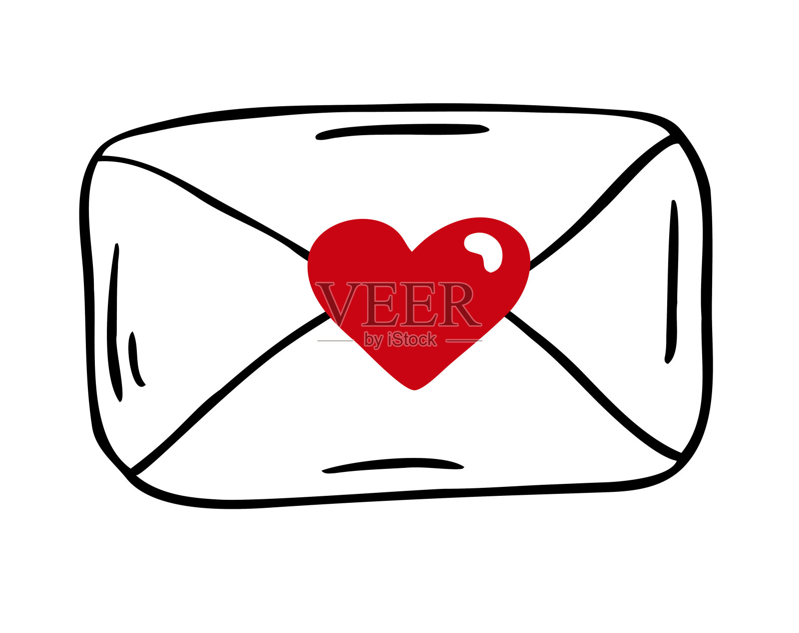 爱的邮件，信封上有红心。情人节贺卡。电子邮件。做我的情人吧。二月十四日。消息。浪漫的明信片符号。插画图片素材