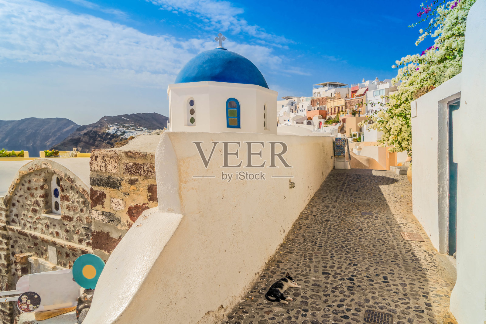 希腊圣托里尼岛的美丽细节照片摄影图片