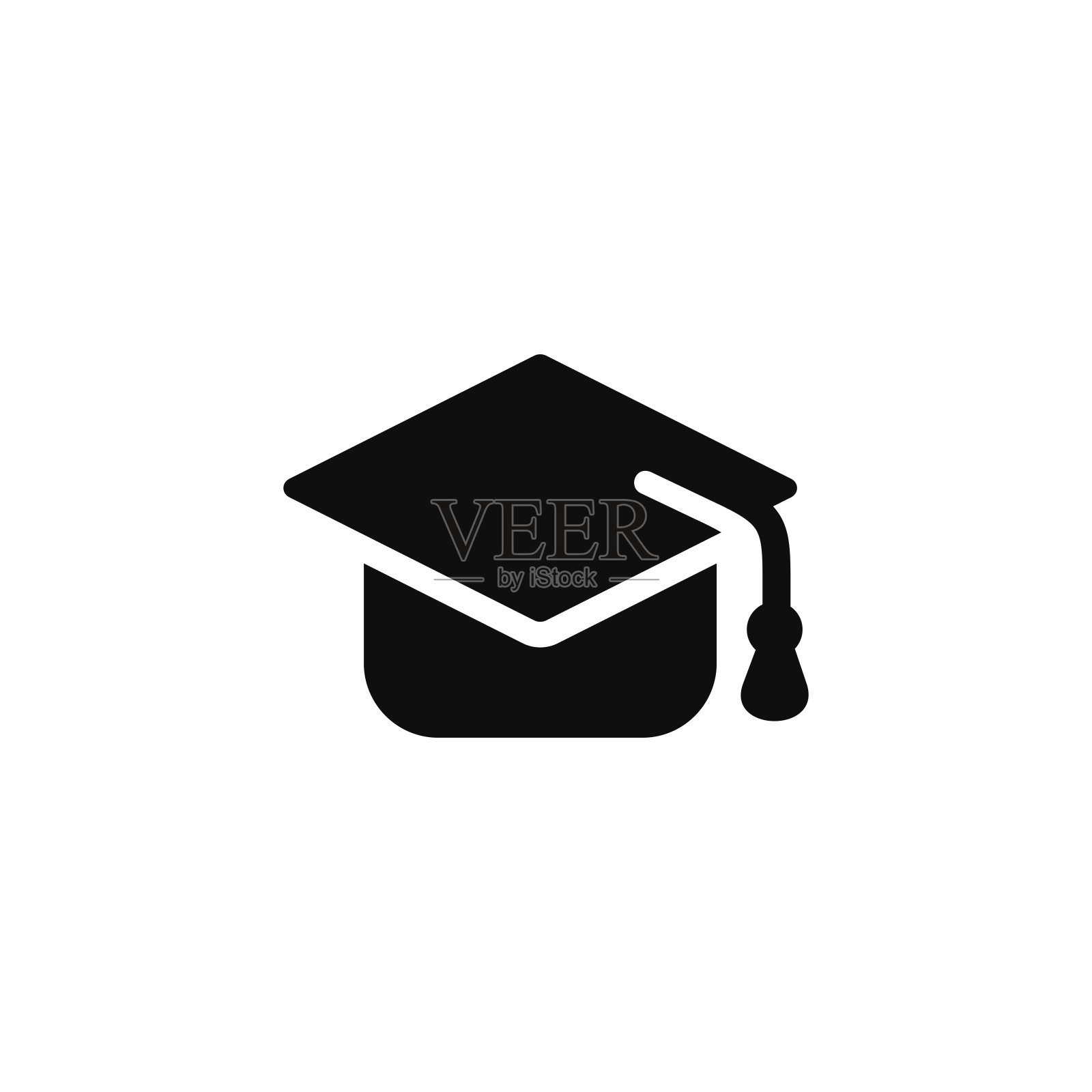 毕业图标隔离在白色背景。毕业帽插画图片素材