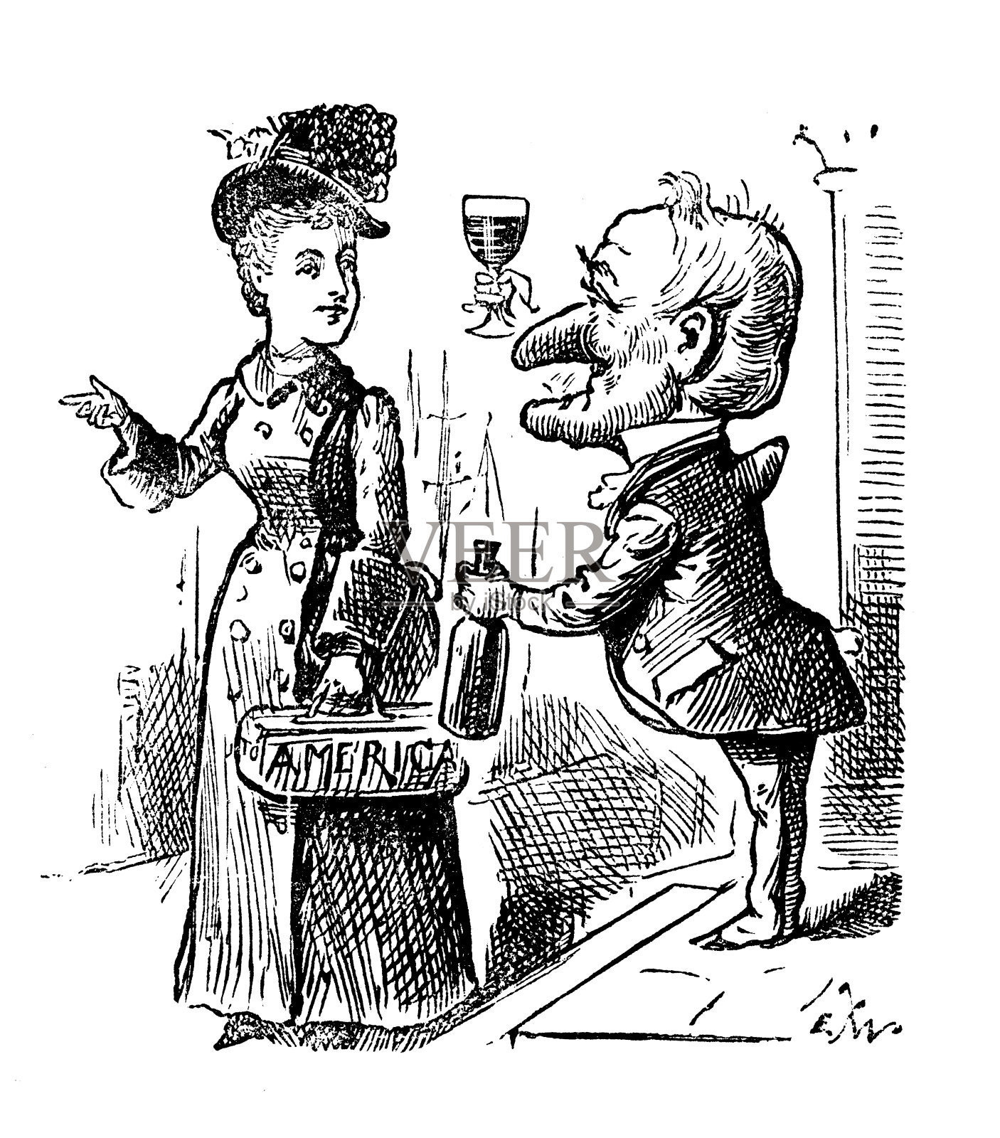 英国讽刺漫画插画图片素材