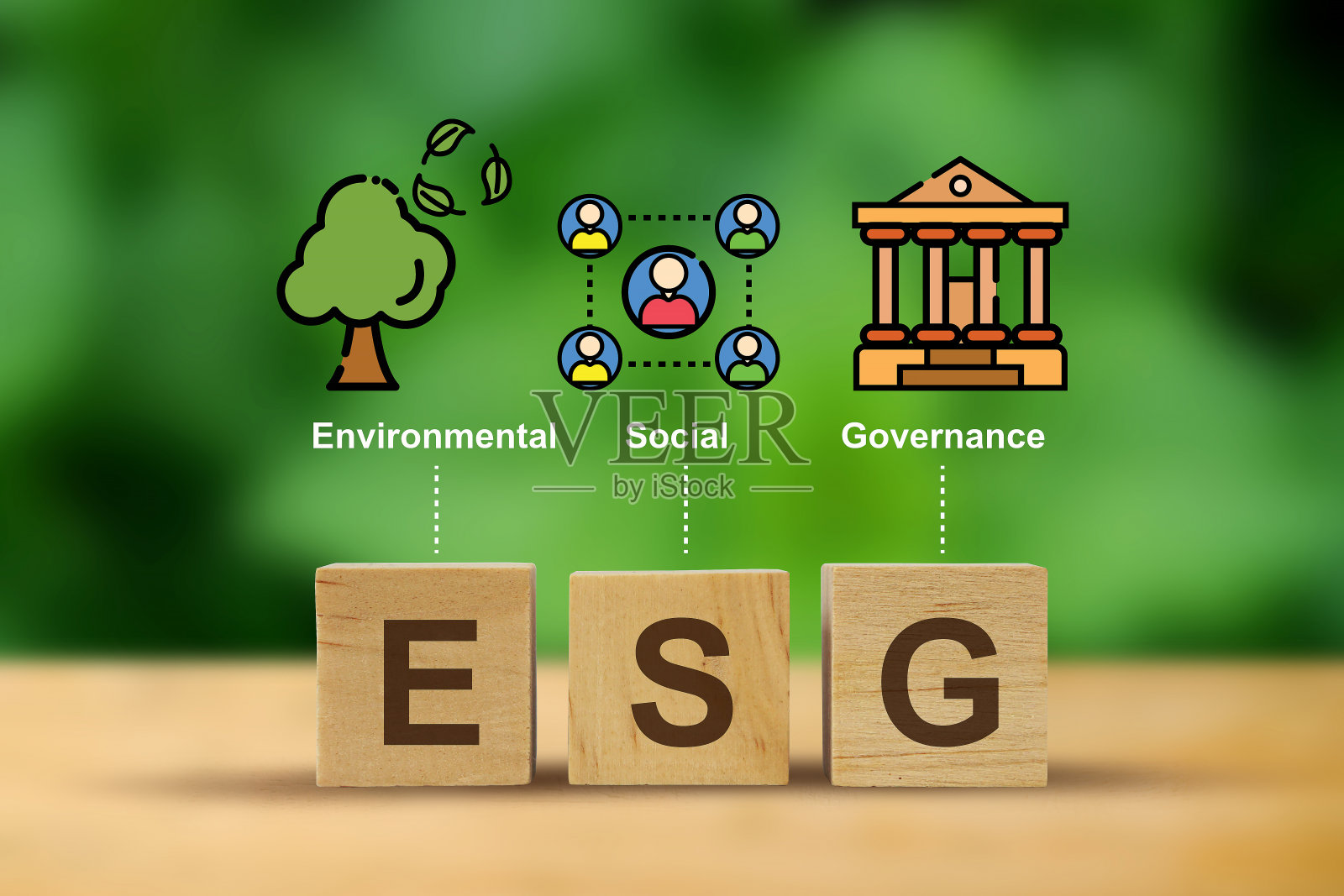环境、社会与治理、发展与投资评价、投资经营理念插画图片素材