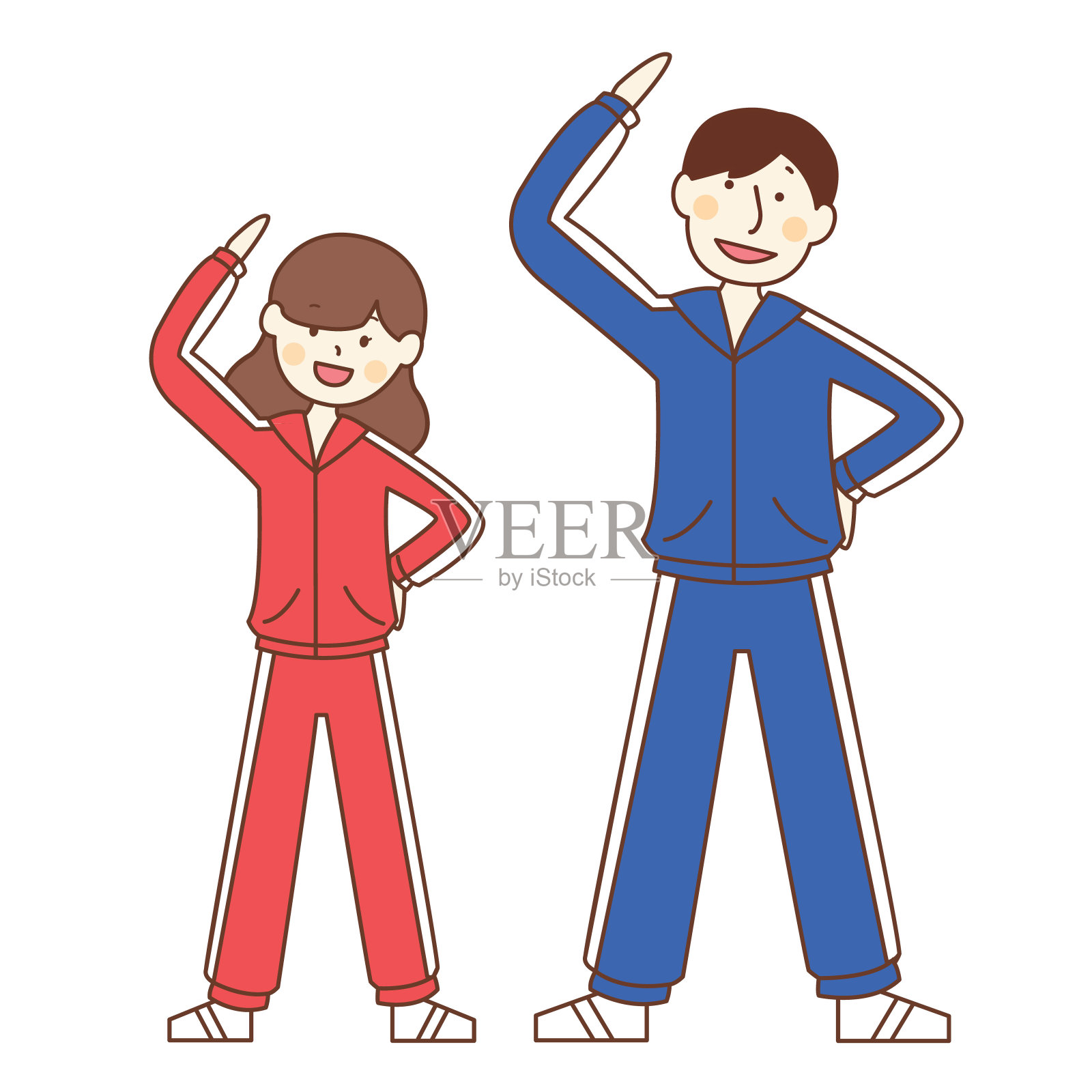 热身练习(夫妇)插画图片素材