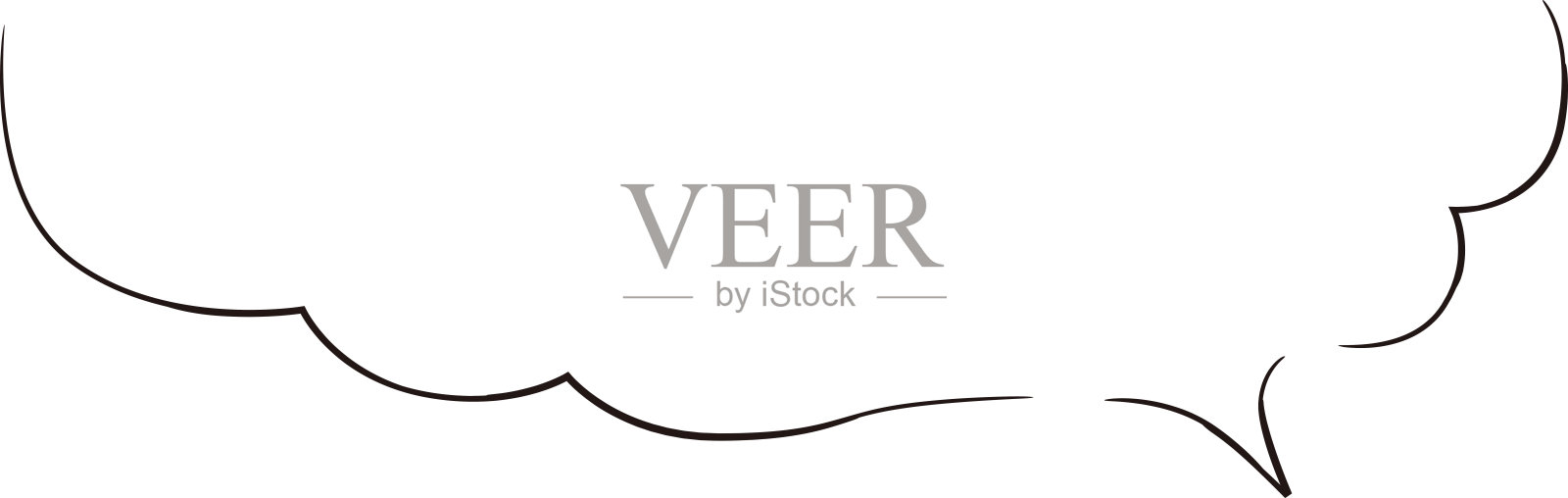 云状手写演讲气泡框架，纤细的标记风格插画图片素材