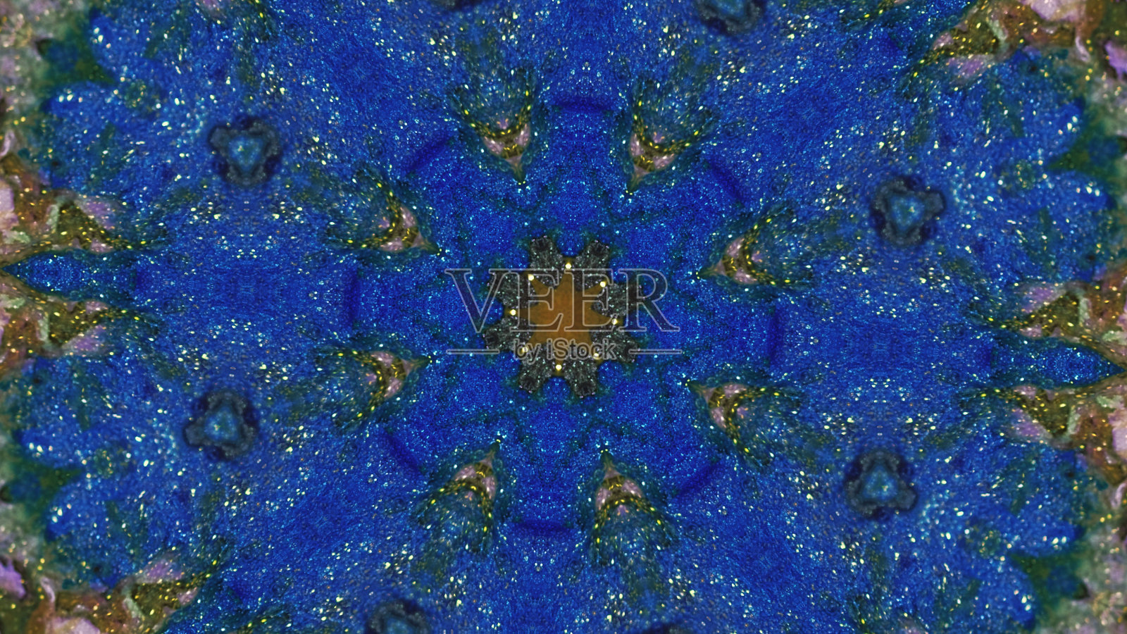 抽象背景闪烁万花筒蓝金照片摄影图片