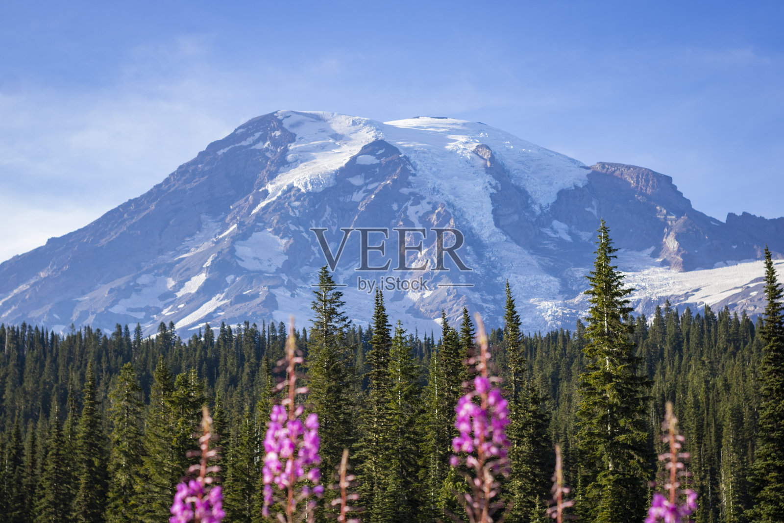 雷尼尔山国家公园的倒影湖照片摄影图片