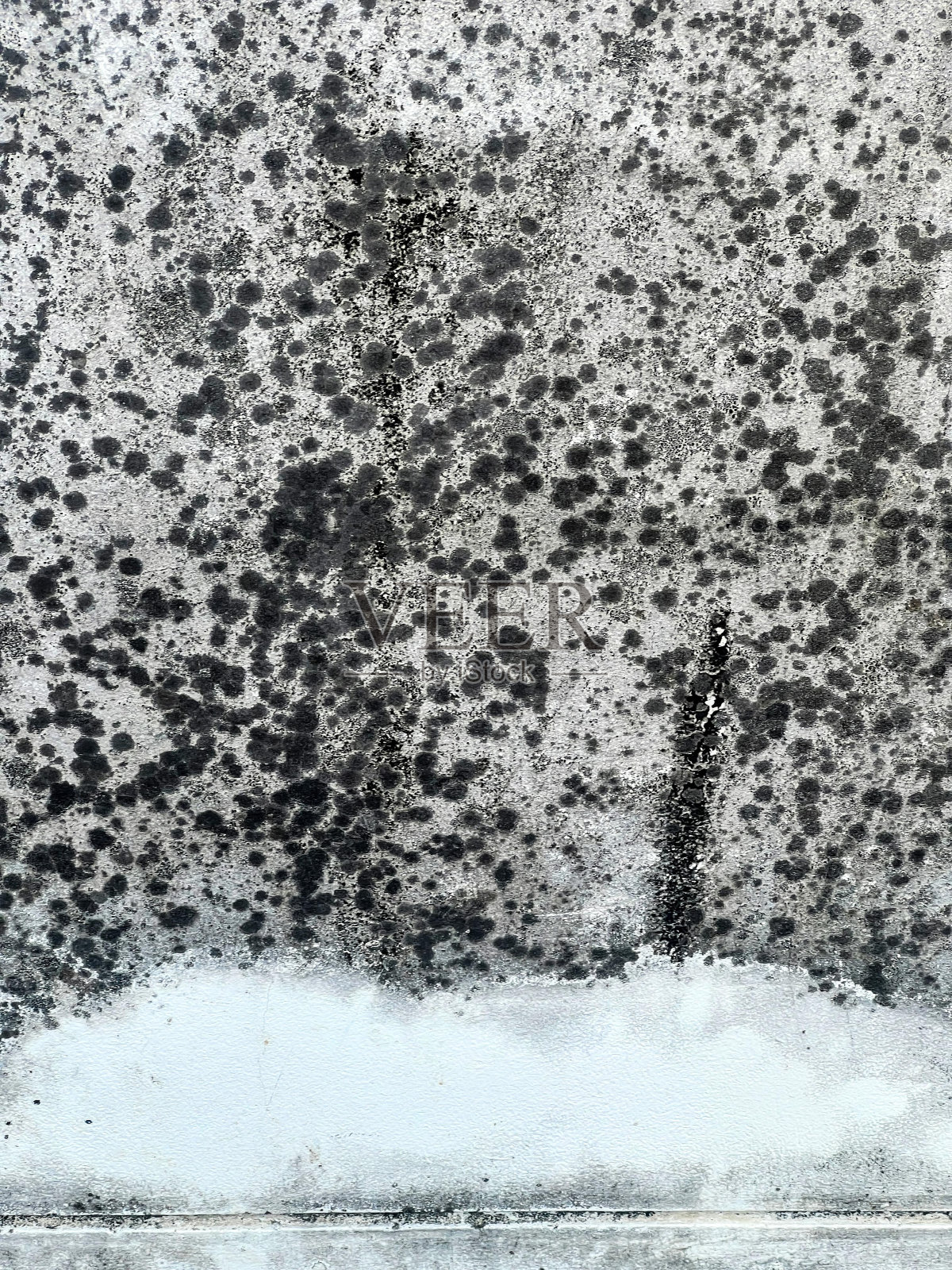 一张黑白照片，墙上有发霉的油漆。照片摄影图片