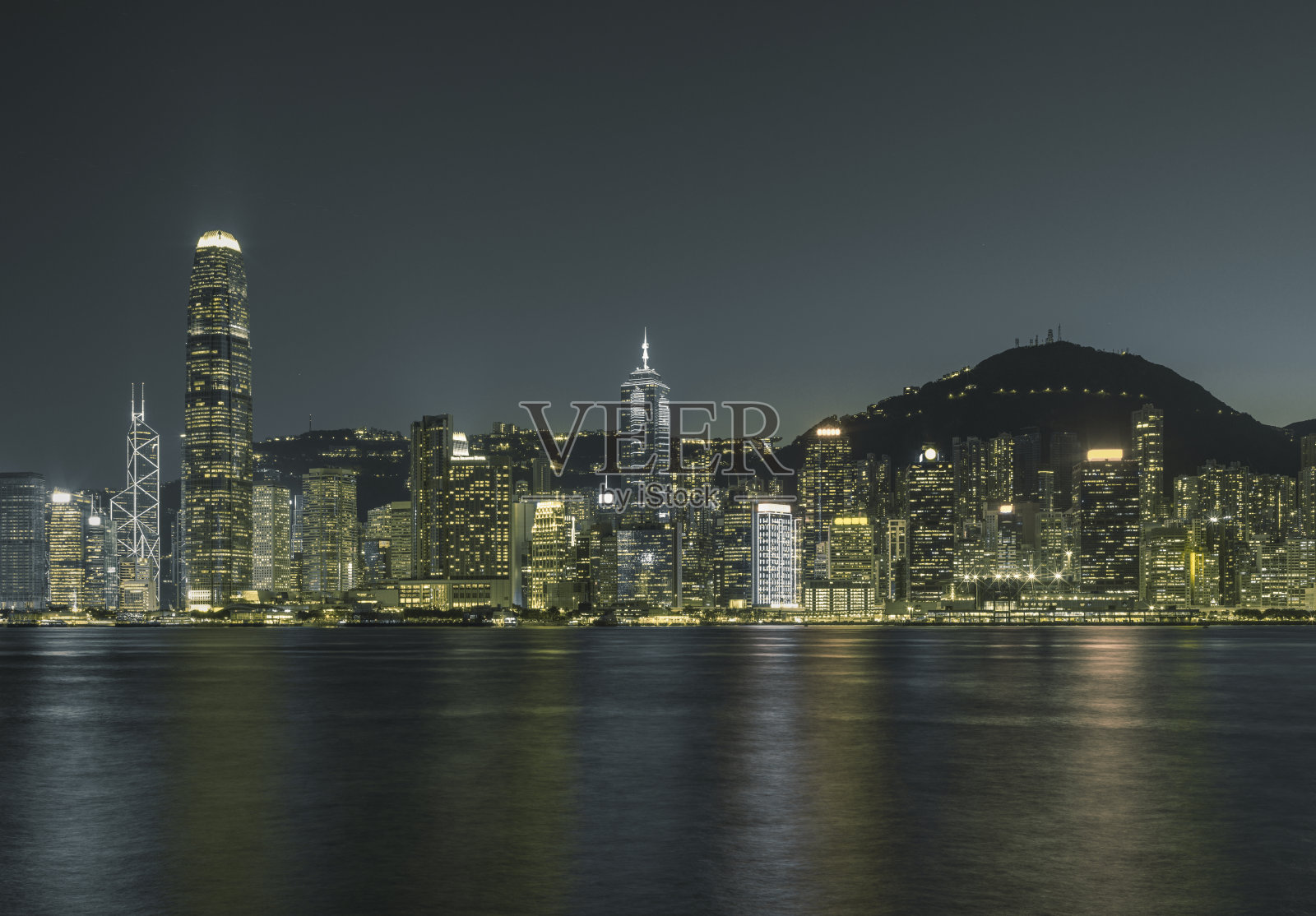 香港的夜晚。照片摄影图片