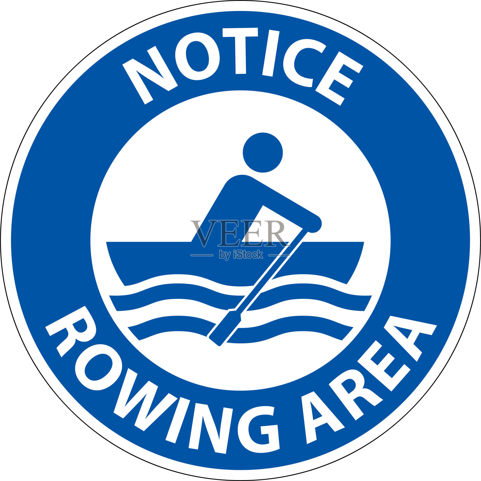水上安全标志通告-划船区插画图片素材