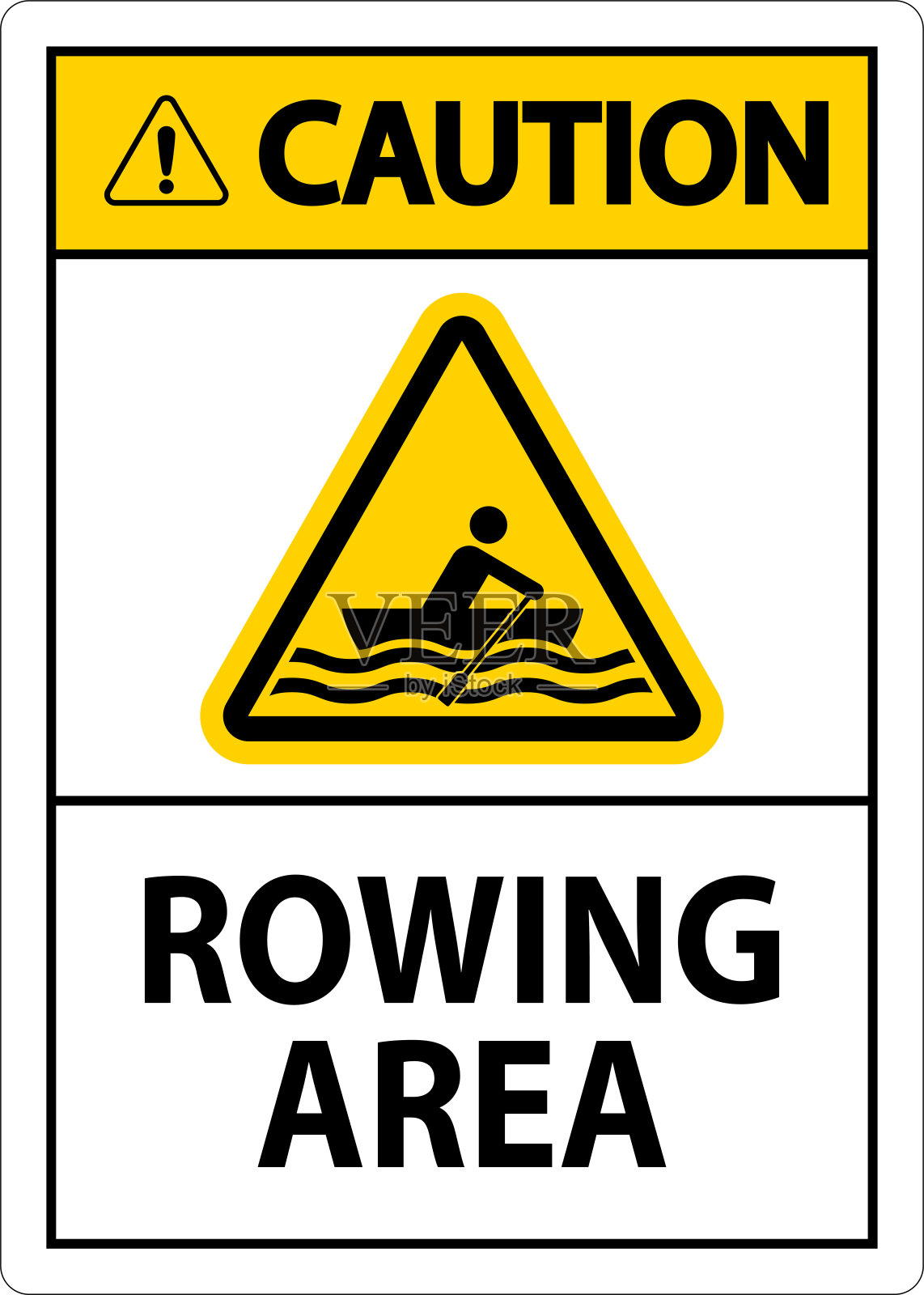 水上安全警告标志-划船区插画图片素材